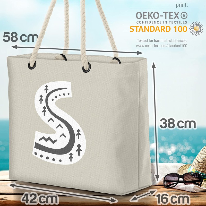 VOID S Dekorative Buchstaben Strandtasche Shopper 58x38x16cm 23L XXL Einkaufstasche