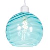 Modern Designer Soft Teal Circular Ribbed Glass Non Electric Pendant