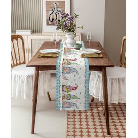 Happy Easter Table Runners, Gnomes Hold Colorful Eggs Table Runner, Easter Table Decorations for Easter Party Dinner Kitchen Decor- Spring Table Runner, 13x36inch (Blue Pink Buffalo Plaid, Vintage)…