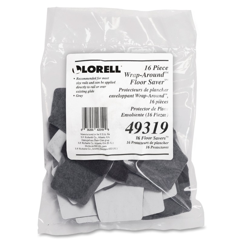 Lorell LLR49319 Wrap Around Floor Savers, Gray (Pack of 16)