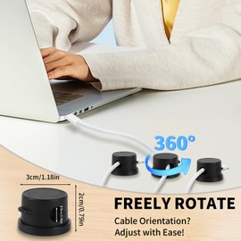 10-Pack 360° Rotatable Magnetic Cord Organizer Clips with Acrylic Adhesive - for Desk, Car, Home & Office | No Residue Springless Design | Strong Hold Cable Management for Chargers & Wires (Black)