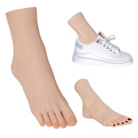 Practice Foot Model Soft Realistic Silicone Flexible Bendable Model Manicure Tool Fake Nail Foot for Nail Tips Art Training for Home Salon DIY (Right)