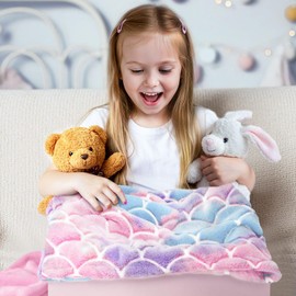 WERNNSAI Mermaid Tail Blanket Glow in the Dark - Soft Flannel Fleece Cuddly Blanket for Girls Glow-in-the-Dark 140 x 60 cm Perfect for Christmas Birthday Gift Sleeping Bag for Children