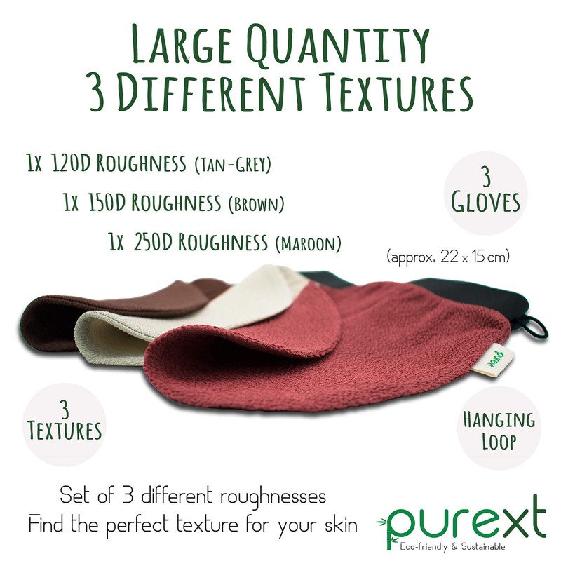 PureXT 3 Exfoliating Gloves - Kessa Hammam Body Scrubber -