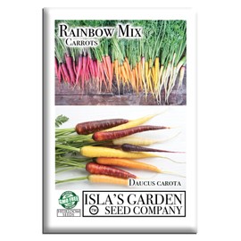 Rainbow Blend Carrot Seeds (Daucus carota) – 500+ Heirloom Non-GMO Seeds by Isla’s Garden Seeds, Colorful Mix of Orange Purple Yellow White Roots, Sweet Crisp Flavor, Ideal for Garden Beds Containers