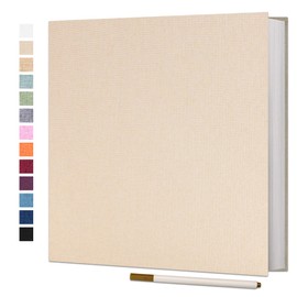 Vienrose Photo Album Self Adhesive 4x6 5x7 3x5 8x10 10x12 Scrapbook Album DIY Scrap Book with A Metallic Pen (13"x12.6" 60 Pages, Beige)