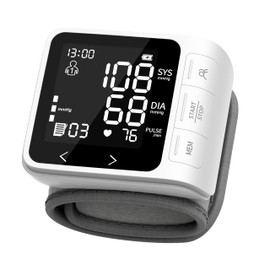 VivaGuard Wrist Blood Pressure Monitor for Home Use,Large LCD Backlit 3 Colors Screen,Automatic Digital Cuff 5.31"-7.68" Irregular Heartbeat Detector BP Mechine,2 * 99 Memory with Carrying Case