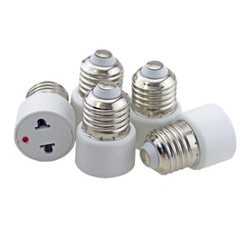 Rextin 10 pcs Adapter E26 to Polarized Outlet Bulb Holder Socket Converter,Standard Medium E26 Base Light Bulb to 2 Prong Outlet Plug Splitter Converter (Outlet with Indicator 10pcs)