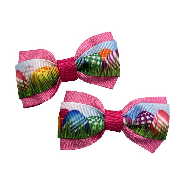 Easter Spring Girls Hair Bow Set, Little Girl Bows, Pigtail