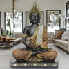 Global Grabbers Sitting Buddha Idol Statue Showpiece Orange and Black