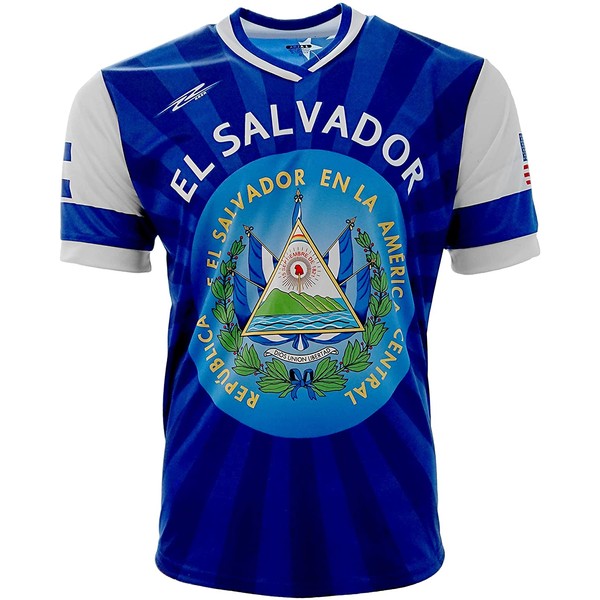 El Salvador and USA Jersey Arza Design for Kids, Boys and Adults.