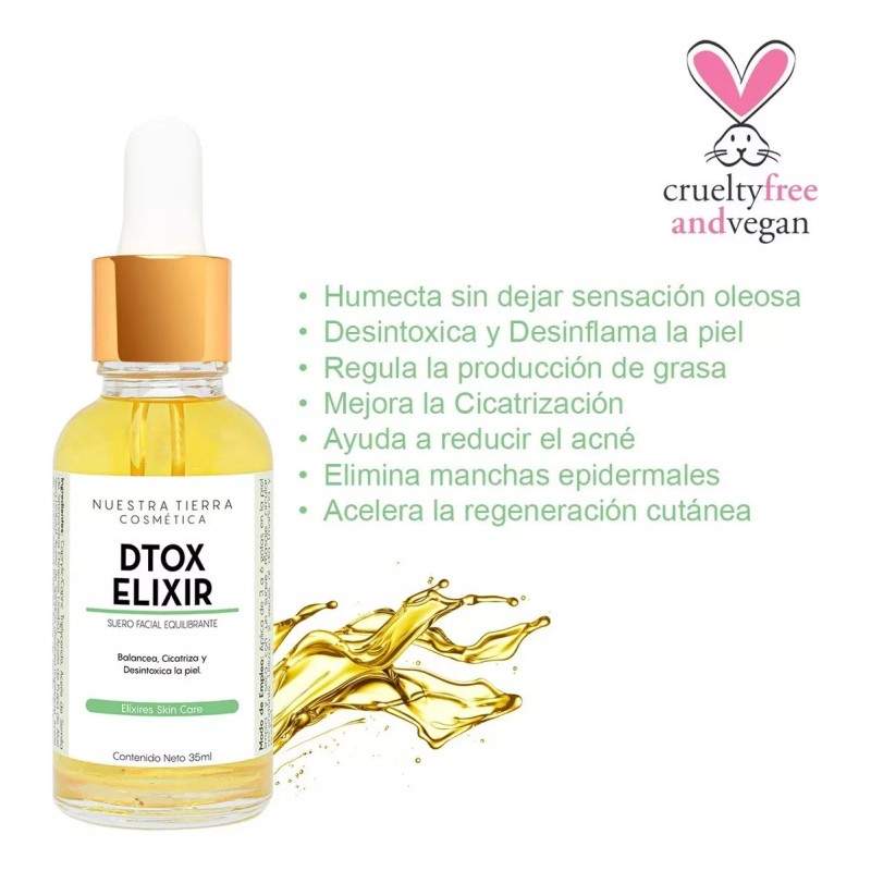 Nuestra Tierra Cosmética Dtox Elixir Suero Equilibrante Cutis Graso/mixto Acneico