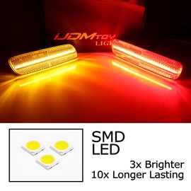 iJDMTOY 4pc Set Black-Out Smoked Lens All White Full LED Strip Front/Rear Side Marker Light Kit Compatible With 2001-2005 Lexus IS300 (Altezza XE10)