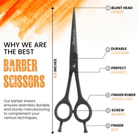 Classy M Hair Cutting Scissors Professional - Left & Right Handed Hair Trimming Scissor with Comb (Razor Sharp) Stainless Steel Barber HairCut Scissors for Men Women & Children - Pro Hair Cutting Tool