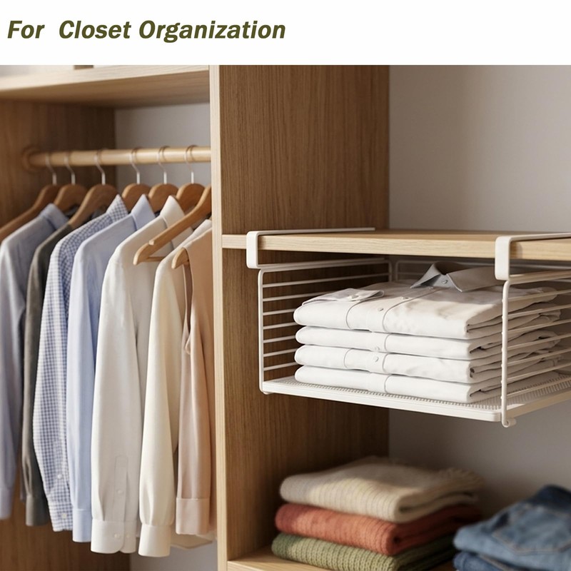 Under Cabinet Organizer, 14.2 Inch Slide Out Storage Basket, Metal