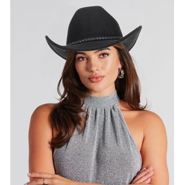 Western Cowboy Hat for Men Women Classic Roll Up Fedora Hat with Buckle Belt(Size:Medium)