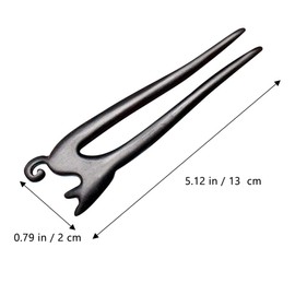 FRCOLOR Wooden Cat Hair Stick Antique Chinese Hair Chopsticks Buns Hair Fork Hanfu Cosplay Hair Pin Cheongsam Headdress for Bride Ladies Women Girls Black 1 count (Pack of 1)