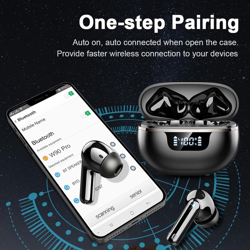 Wireless Earbuds, Bluetooth 5.4 Headphones Deep Bass Stereo, in-Ear Earphones