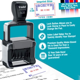 Trodat 5430 Professional Self-Inking Date Stamp with Paid - Red Ink