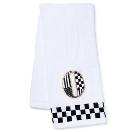 MACKENZIE-CHILDS Monogram Cotton Hand Towel, Cute Black-and-White Decorative Monogrammed Hand Towel for Bathroom or Kitchen, O
