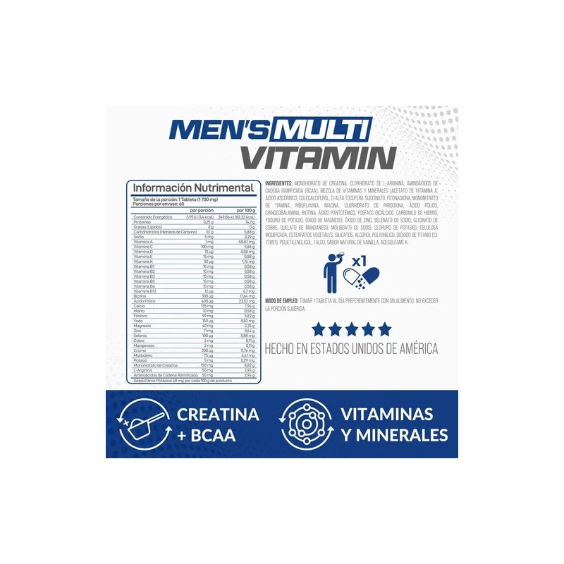 Forzagen Essentials Multivitamínico para Hombres Mens Multivitamin 60 Tabs
