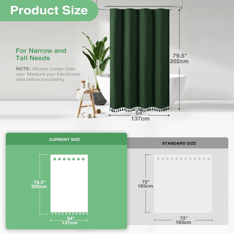 Dynamene Stall Fabric Shower Curtain, 54x78 Inch Boho Tufted Chevron