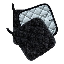 Piece, 6 Colours, Cotton, Pot Holder Set, Machine Washable, Pot Holders, Warming for Kitchen, Oven Towel, Pot Holder Grill Mats for Charcoal 40 x 60 (Black, One Size)