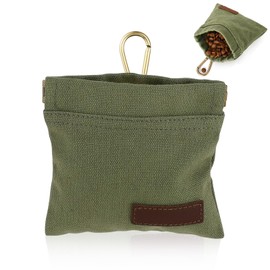 Dog Treat Bag, Hands-Free Small Dog Treat Pouch Bag with Automatic Closure, Waterproof Pet Training Treat Bag for Small Dogs and Puppies, Includes Carabiner for Outdoor Walking, Travel Use (Green)