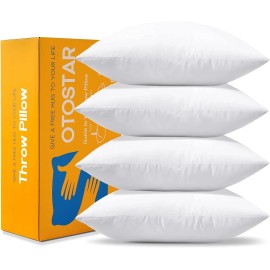 OTOSTAR Pack Of 4 20X20 Inch White Hypoallergenic Pillow Inserts For Home Decor