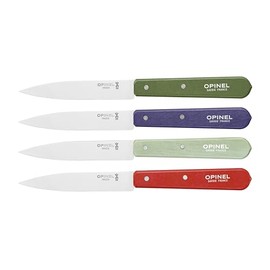 OPINEL No. 112 Paring Knives 4 Piece Box Set, High Carbon Stainless Steel, Painted Hornbeam Handles, Made in France (Paysage)