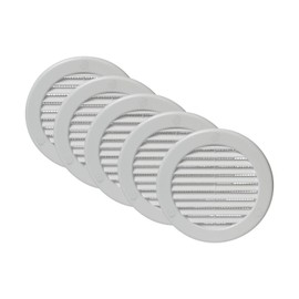 ventilación Systems - Cubierta de ventilación blanca con brida de 4 pulgadas (dimensiones abiertas) - Paquete de 5 rejillas de ventilación redondas de plástico - visualización de insectos incorporada