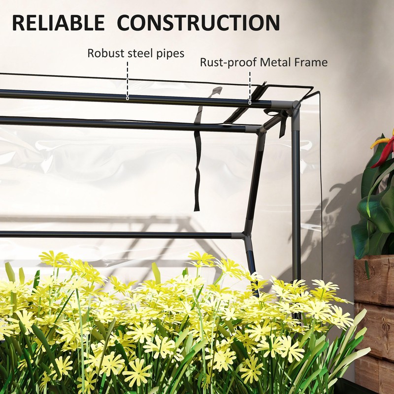 Outsunny Raised Garden Bed with Flip-Up Greenhouse Cover, Elevated Planter