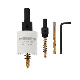 Mollom (34mm | 1-5/16") HSS M42 with 8% Cobalt BI-Metal Hole Saw with 2 Pilot Drill Bits & Arbor Smooth Cutting for PVC,Drywall,Wood,Plastic,Gypsum Board,Rubber