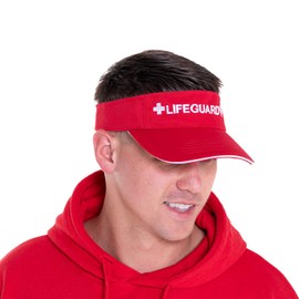 LIFEGUARD - Visera Oficial – Tacto cómodo – Sombrero para Hombres y Mujeres, los Materiales – Talla única, Rojo/Blanco, Talla única