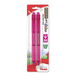 Pentel RSVP RT Colors Retractable Ball Point Pen, Medium Line, Pink Barrel, Pink Ink, 2 Pack (BK93CRBP2P)