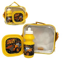 My First JCB Kids Lunch Bag Sandwich Box and Bottle Set, 3 Pieces Set