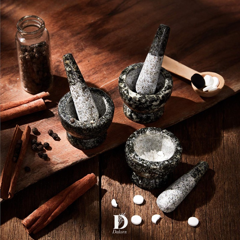 Dakorn Mortar and Pestle Set, Granite with Unpolished Inside, Tiny