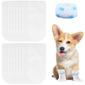 Disposable Dog Boots, Waterproof Dog Boots for Injured Paws, Dog Socks Paws Stop Licking with Bandage, Suitable for Indoor & Outdoor Walking Use 2-16lb F6-XGBXXT