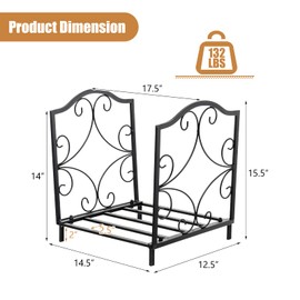 IRONMAX Firewood Rack, 15’’ Fireplace Wood Storage Stand w/Anti-slip Footpad for Indoor and Outdoor, Heavy Duty Steel Fire Log Stacker Holder for Stove Fire Pit Fireplace