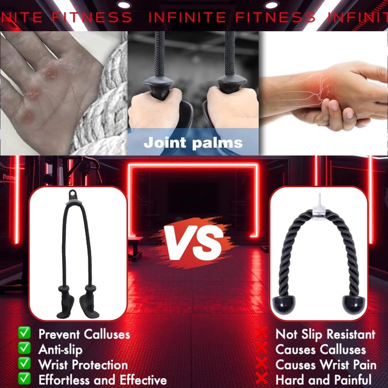 Infinite Fitness Ergonomic Tricep Bicep Rope Cable Attachment, Ticep Pull