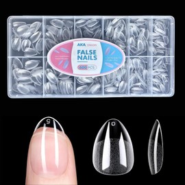 AKA Unicorn 600Pcs Extra Short Soft Gel Nail Tips Almond,12Sizes Pre Filed Half Matte Full Cover Nail Tips Acrylic Gel Tips Nail Kit Press on Nails for Extension Nail Manicure Home DIY