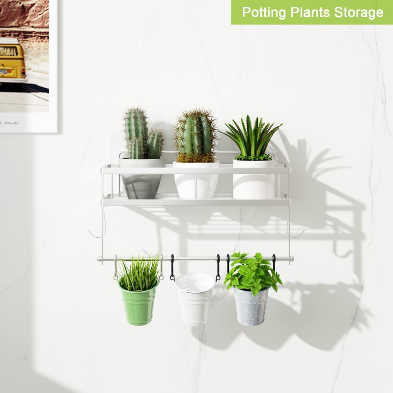 ESOW Paper Towel Holder with Shelf Storage, Adhesive Wall Mount