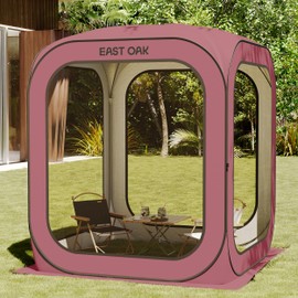 EAST OAK Screen House Tent Pop-Up, Portable Screen Room Canopy Instant Screen Tent 6 x 6 FT with Carry Bag for Patio, Backyard, Deck & Outdoor Activities, Dark Pink