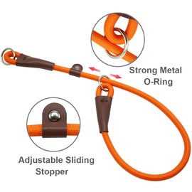 MayPaw Slip Collar Nylon Rope Choke Collar for Dog Training- No Pull Round Martingale Dog Collar for Small Medium Large Dogs