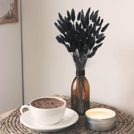 Phliofd 480 Pcs Bunny Tails Dried Flowers, Natural Dried Bunny Tails Grass Dried Lagurus Ovatus Rabbit Tail Grass for Flowers Arrangements DIY Craft Wedding Party Home Table Decor (Black)