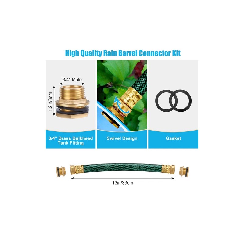 WADEO Rain Barrel Spigot, Brass Rain Barrel Quarter Turn Ball