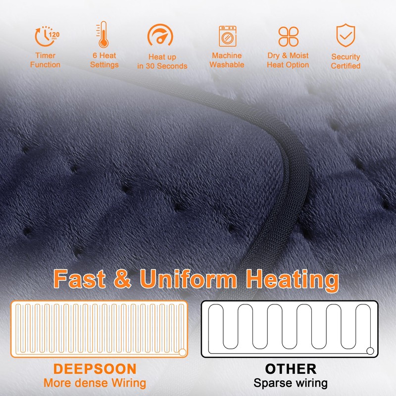 Deepsoon Heating Pad,Electric Heating Pads for Back,Neck,Abdomen,Moist Heating Pad for