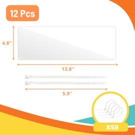HeNdShe 12 Pcs Pet Cage Liner - 13.8'' x 4.8'' Urine Guard - Clear Plastic Sheet Side Lining with Holes and Zip Ties for Rabbit Guinea Pig Chinchilla Rat Hedgehog
