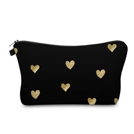 Aiphamy Cute Travel Makeup Bag Cosmetic Bag Small Pouch Gift for Women (Golden Heart)