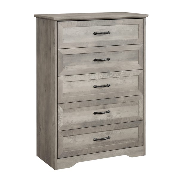 IDEALHOUSE Dresser for Bedroom with 5 Drawers, Tall Wood Drawer Dresser Chest of Drawers for Closet, Living Room, Hallway, Nursery, Kids Bedroom, Grey